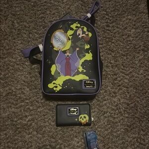 Disney Villains Backpack and Wallet Set - Green and Purple